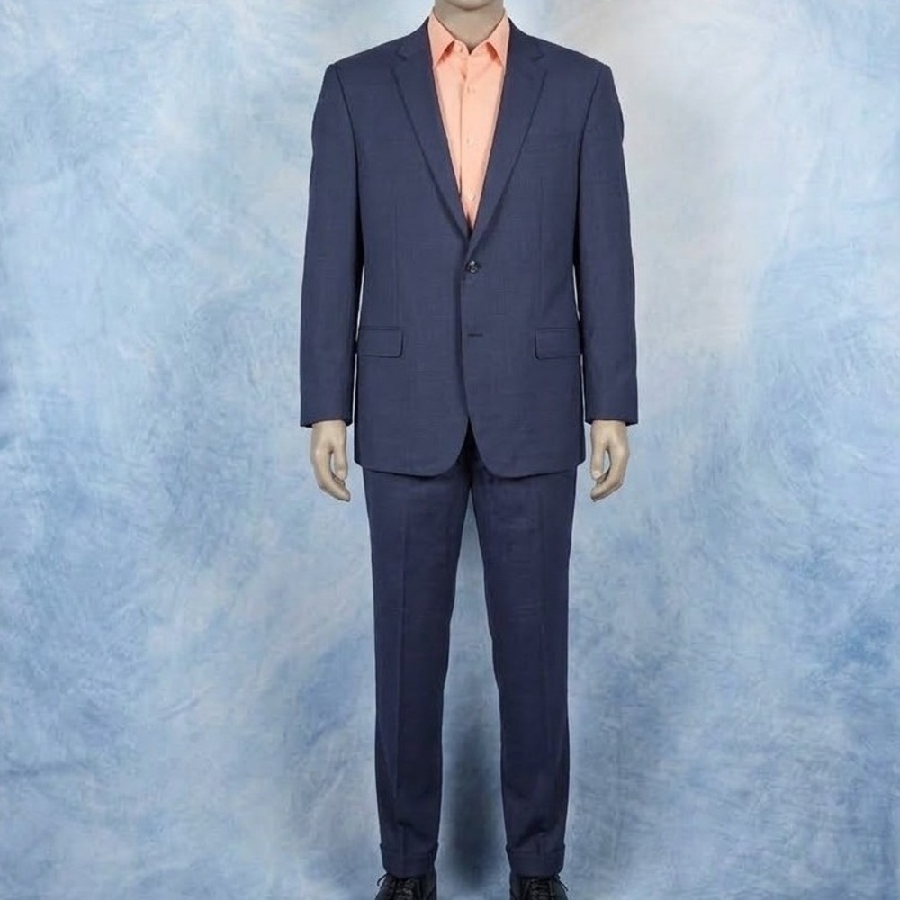 Versace Collection Mens Blue Wool Blend Two Button Suit Size IT 56 US 40-42